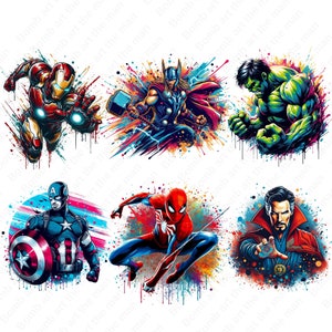 Super heroes png bundle, super heroes set, super hero clipart set, hero splash design, instant download