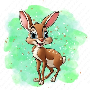 Bambi clipart, cute bambi png, bambi deer clipart, watercolor background, instant download