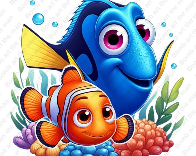Nemo Designer Finding Nemo Clipart, Nemo and Dory Png, Cute Nemo Design, Instant ...