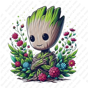 Groot clipart, Groot lindo png, Guardianes de la Galaxia png, diseño transparente, descarga instantánea