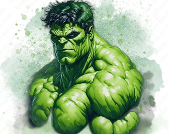 Hulk png, super hero watercolor, hulk clipart, hero design, instant download