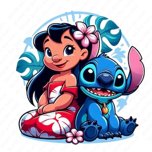 Lilo et Stitch clipart, png mignon point, conception transparente, téléchargement immédiat