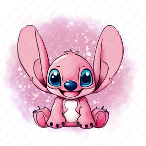 cute stitch angel clipart, stitch angel png, stitch pink clipart, instant download