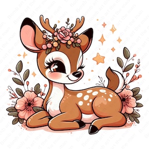 bambi deer clipart, cute bambi design, bambi png, high quality, instant download
