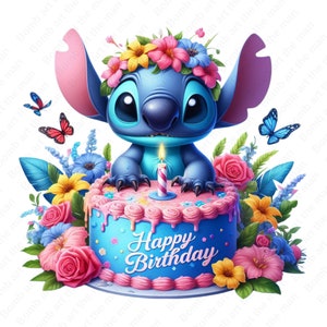 Verjaardag Stitch PNG, Happy Birthday Stitch PNG, Lilo and Stitch PNG, schattige Stitch Clipart, instant download
