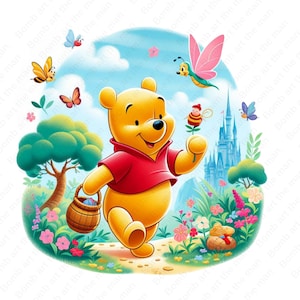 winnie the pooh cute clipart, winnie the pooh png, cute cartoon clipart, transparent design, instant download