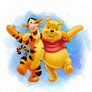 Tigger and winnie the pooh clipart, Winnie the pooh png, tigger clipart, watercolor background, instant download