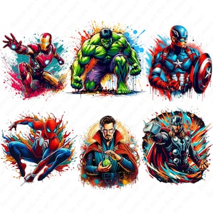 Super heroes png bundle, super heroes set, super hero clipart set, hero splash design, instant download