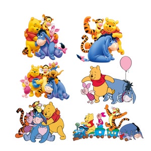 Winnie the pooh png bundle, winnie the pooh family clipart, 6 pcs cartoon image, instant download