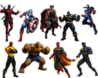 Super Hero png bundle, Super Hero clipart set, avengers heroes png, captain america clipart, thanos clipart, thor clipart, instant download