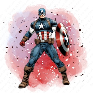 Clipart di Capitan America, png super eroe, immagine ad acquerello di Capitan America, download istantaneo