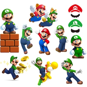 super mario png, luigi png, luigi clipart, super mario clipart bundle, instant download
