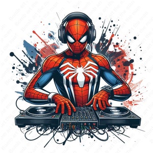 Clipart de DJ do Homem-Aranha, Homem-Aranha png, Super herói png, Design inicial do Homem-Aranha, download instantâneo