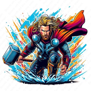 Thor clipart, Thor png, super hero clipart, super hero splash design, transparent background, instant download