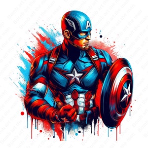 Captain America Clipart, Captain America png, Superheld Clipart, Superheld Splash Design, sofortiger Download