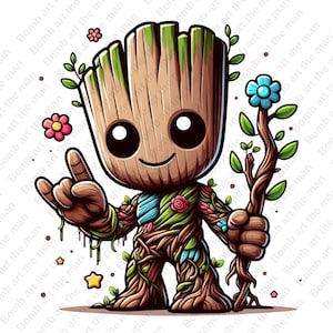 Groot clipart, Groot lindo png, guardianes de la galaxia png, diseño transparente, descarga instantánea