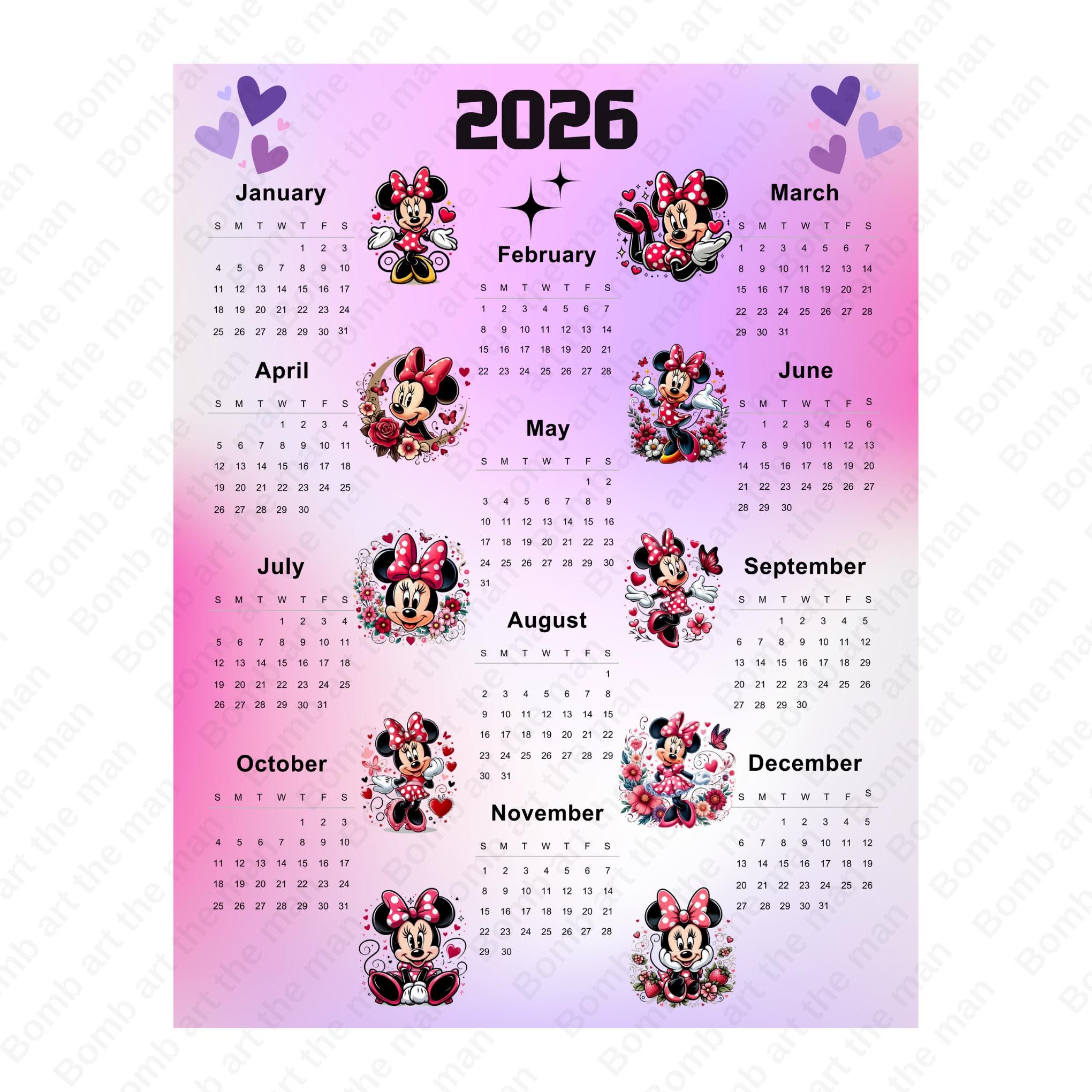 Mickey Mouse Printable Calendar