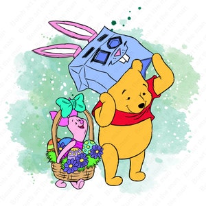 Winnie the pooh clipart, piglet png, Winnie the pooh png, watercolor background, instant download
