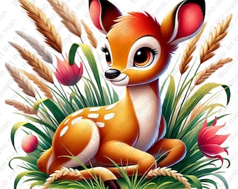 Bambi png, Bambi deer clipart, cute bambi, high quality design, instant download