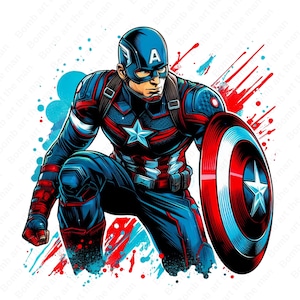 Captain America Clipart, Captain America png, Superheld Clipart, Superheld Splash Design, sofortiger Download
