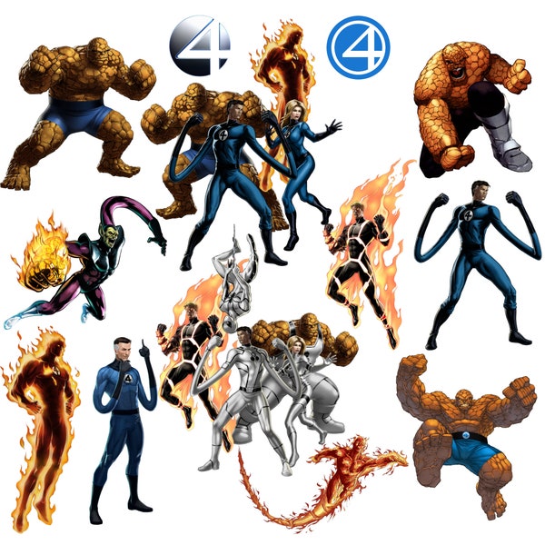 The Fantastic Four png bundle, Fantastic Four clipart set, super heroes png, instant download