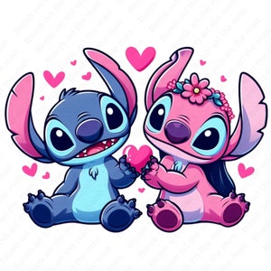 Stitch and Angel clipart, Stitch and Angel png, transparent design, instant download