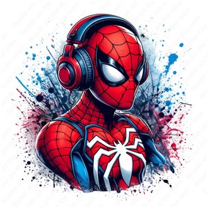 Spiderman DJ clipart, DJ Spiderman png, Super heroi png, Spiderman splash design, download instantâneo