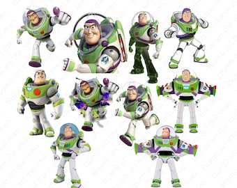Paquete de imágenes PNG de Buzz Lightyear, conjunto de imágenes prediseñadas de Buzz Lightyear, imágenes prediseñadas de Toy Story, descarga instantánea