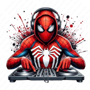 Clipart de DJ do Homem-Aranha, Homem-Aranha png, Super herói png, Design inicial do Homem-Aranha, download instantâneo