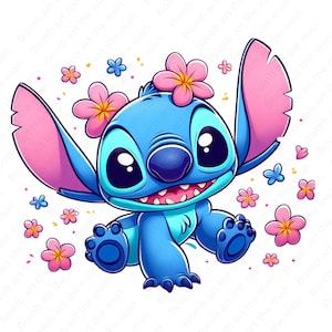 stitch schattige clipart, stitch png, schattig stripfiguur, transparant ontwerp, instant download