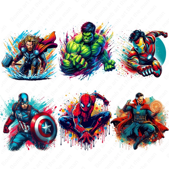 Super Heroes Png Bundle Super Heroes Set Super Hero Clipart Set Hero Splash Design Instant Download Etsy