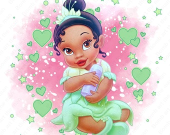 Cute Baby Tiana clipart, Baby Toddler Tiana, Princess Tiana png, instant download