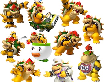 Png Bowser, pacchetto Super mario bowser, set di clipart bowser, icone super mario, download istantaneo