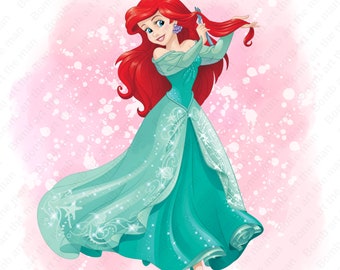 Principessa ariel png, la sirenetta clipart, sfondo acquerello, download istantaneo