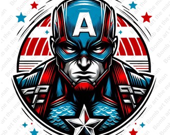 Capitán América clipart, Capitán América png, superhéroe clipart, descarga instantánea