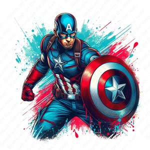 Captain America Clipart, Captain America png, Superheld Clipart, Superheld Splash Design, sofortiger Download