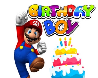 Super Mario-verjaardag png, Super Mario-verjaardagsfeestje clipart, instant download