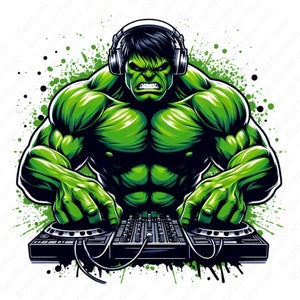 Hulk DJ clipart, Hulk png, Super herói png, design inicial do Hulk, download instantâneo