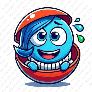 inside out sadness clipart, emotion character png, joy,sadness, anger, anxiety, instant download