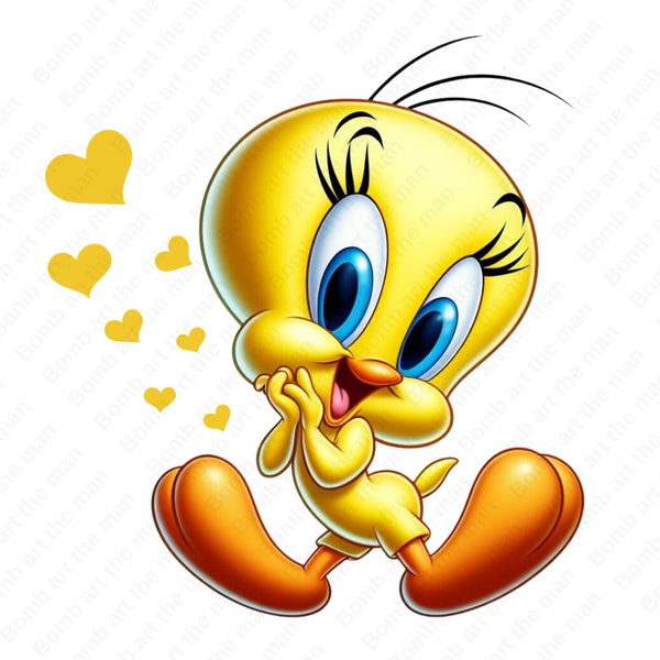 Tweety clipart, tweety png, cute cartoon clipart, transparent design, instant download