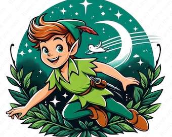 Peter Pan clipart, Peter Pan png, cute cartoon characters, instant download