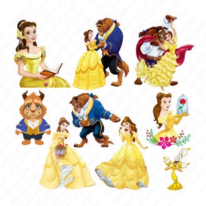 Beauty and the Beast png bundle, princess belle clipart bundle, cartoon clipart set, instant download