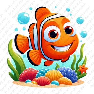 Buscando a Nemo clipart, Buscando a Nemo png, lindo diseño de Nemo, descarga instantánea