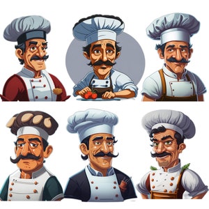 Chef clipart set, chef png bundle, kitchen chef clipart, 6 pcs chef design, transparent background, instant download