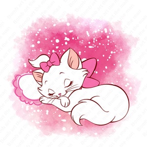 Lindo clipart de Los Aristogatos, Marie de Los Aristogatos png, fondo de acuarela, descarga instantánea