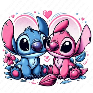 Stitch and Angel clipart, Stitch and Angel png, transparent design, instant download