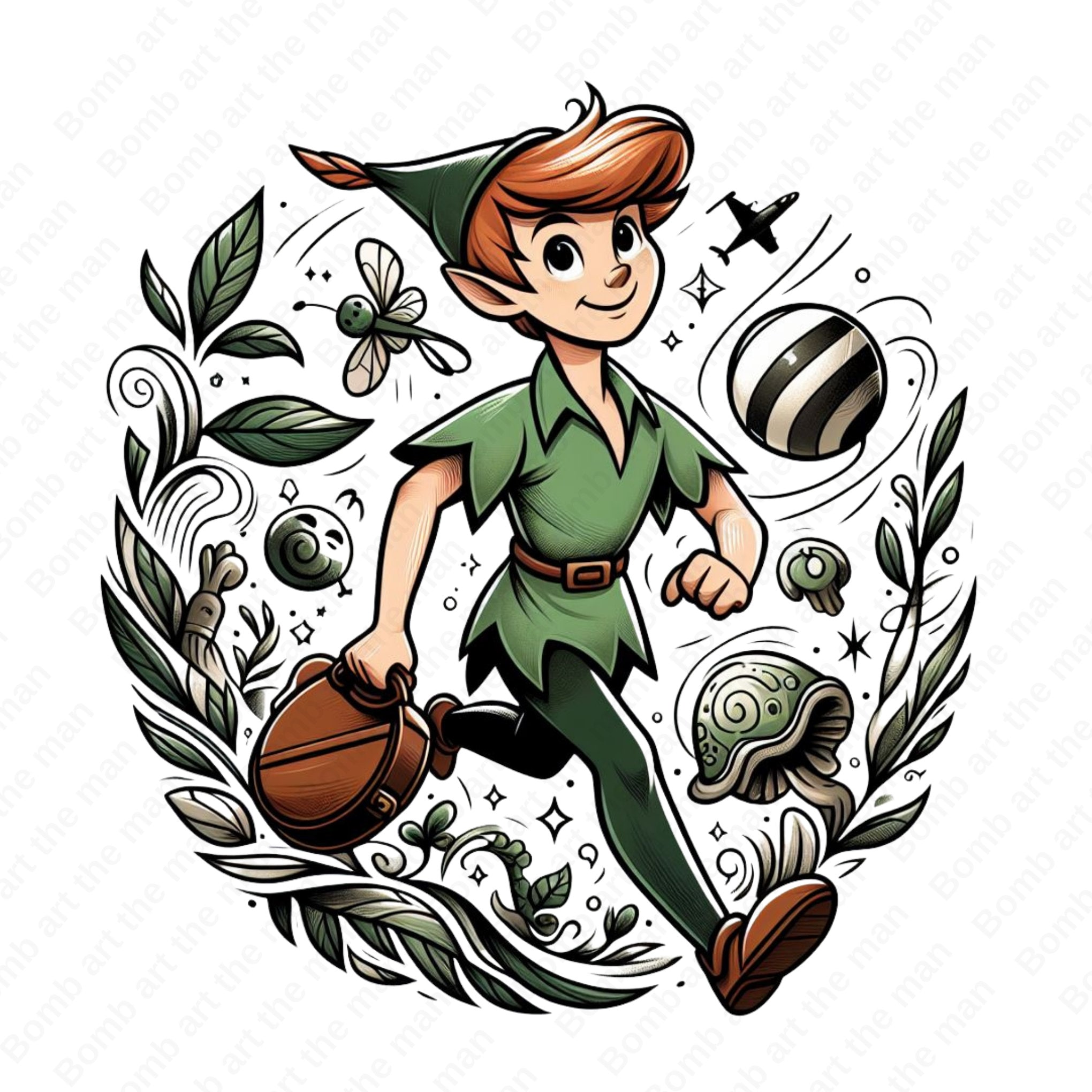 Peter pan clipart, Peter pan png, cute cartoon characters, instant download