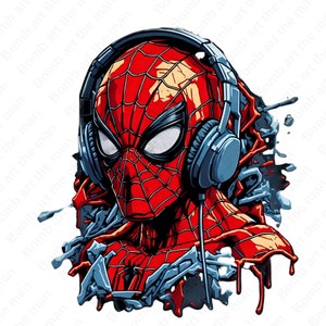 homem-aranha com fones de ouvido, homem-aranha png, clipart do homem-aranha, design transparente, download instantâneo