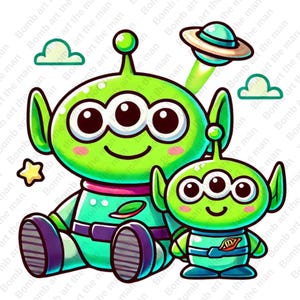 toy story alien clipart, little green men png, toy story character, space alien png, transparent design, instant download