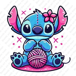 stitch cute clipart, stitch png, cute cartoon character, transparent design, instant download